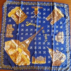 Vintage Paris print blue scarf